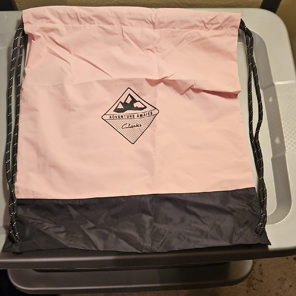 Clarks Pink and Charcoal Drawstring Backpack